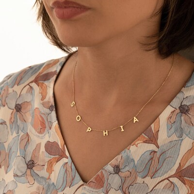 Personalised Initial Name Necklace Spaced Letter Necklace Custom Letter Choker Personalized Gift Name Jewellery MakerPlace by Michaels